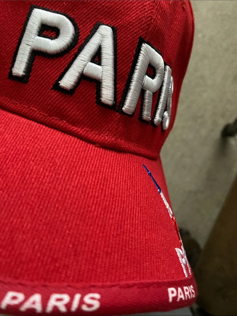 Zara Red 'PARIS' Embroidered Baseball Cap Adult One Size Authentic France